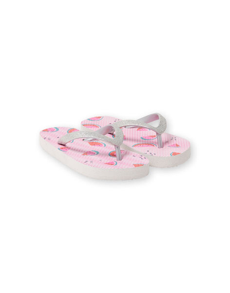 Tongs roses à rayures imprimé pastèque fille LFTONGFRUIT / 21KK3562D01000