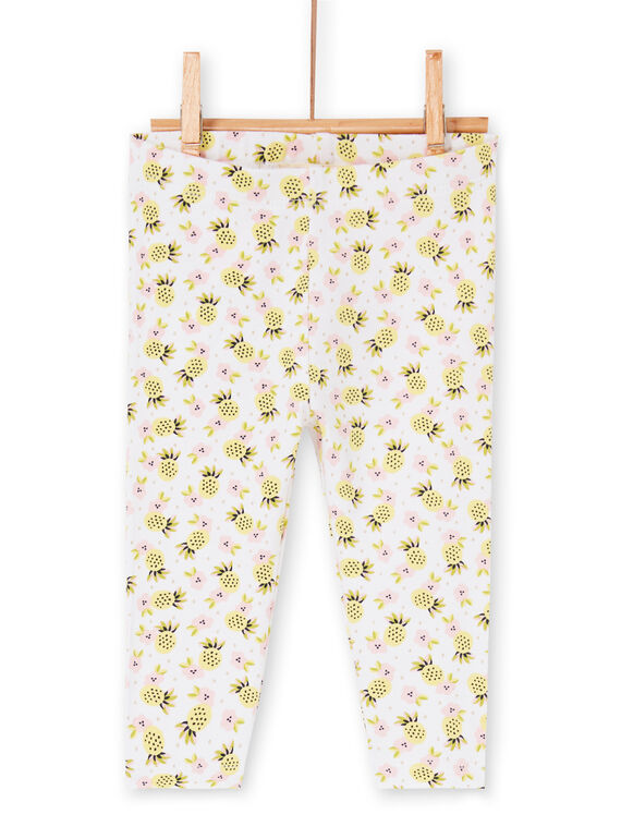 Legging blanc imprimé fleurs et ananas bébé fille LYIBALEG / 21SI09O1CAL000