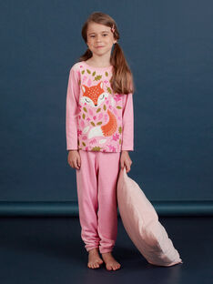 Pyjama rose en velours motif renard enfant fille MEFAPYJCLA / 21WH1196PYJ313