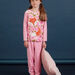 Pyjama rose en velours motif renard enfant fille