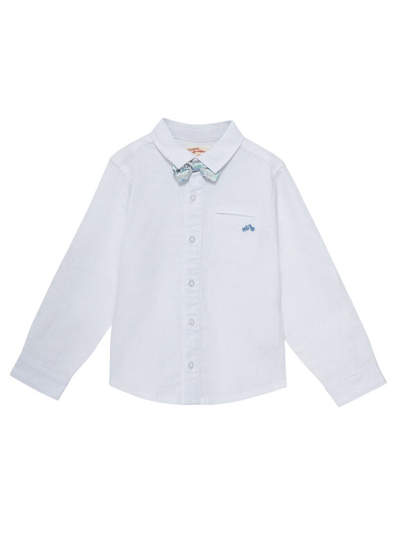Chemise en lin blanche garçon avec noeud papillon amovible JOPOECHEM / 20S902G2CHM000