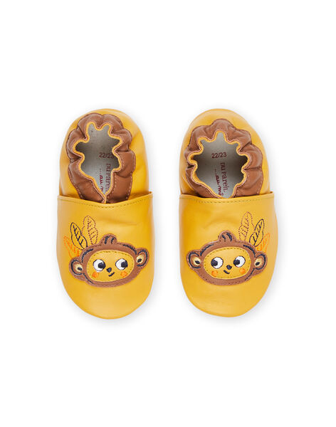 Chaussons en cuir jaunes avec patch singe RUCHOSMONK / 23KK3843D3S010
