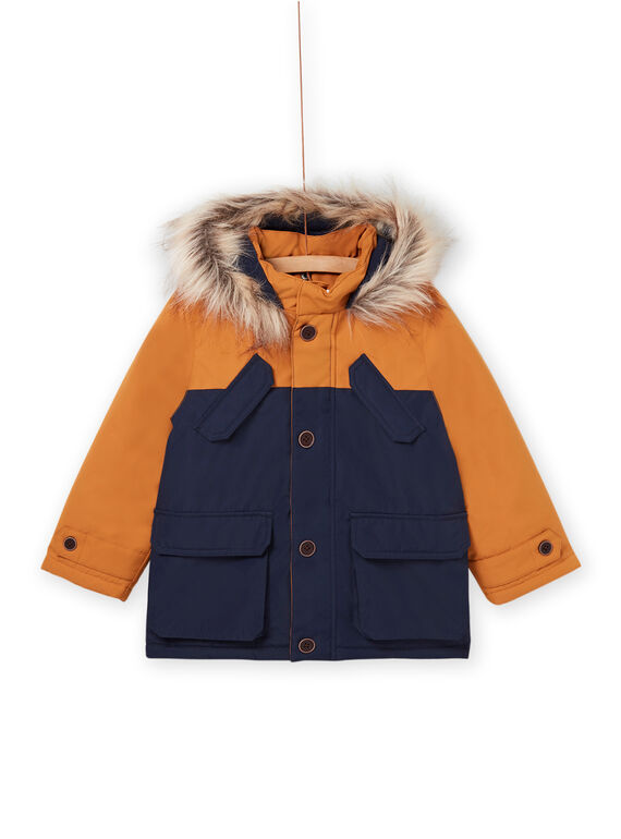 Parka bicolore à capuche finition fausse fourrure avec veste intérieure POGROPAR2 / 22W902F1PAR804