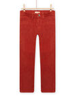 Pantalon en velours côtelé rouge-orangé enfant garçon MOJOPAVEL7 / 21W902N3PANE408
