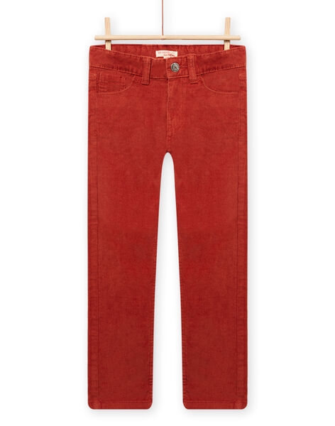 Pantalon en velours côtelé rouge-orangé enfant garçon MOJOPAVEL7 / 21W902N3PANE408