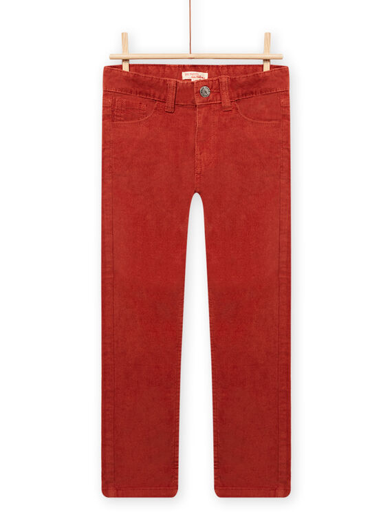 Pantalon en velours côtelé rouge-orangé enfant garçon MOJOPAVEL7 / 21W902N3PANE408