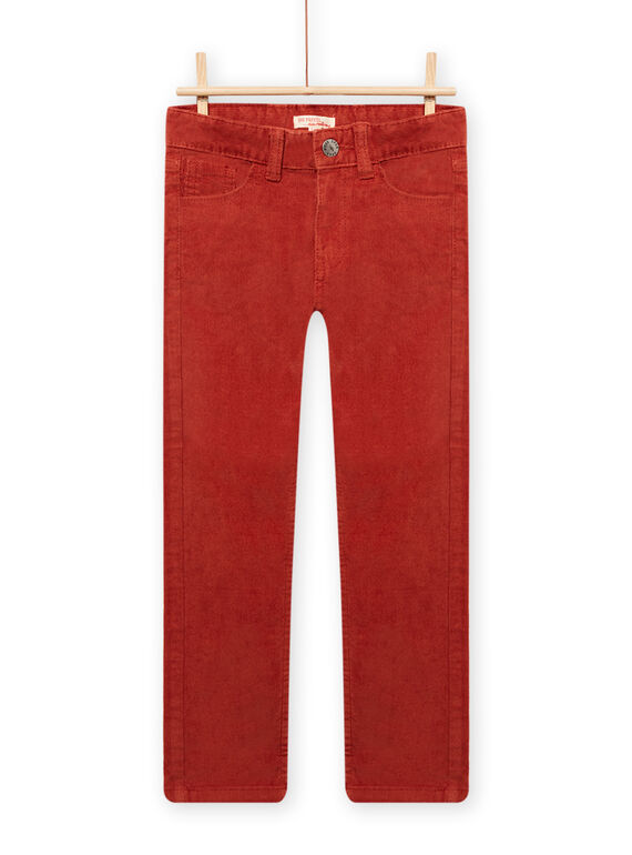 Pantalon en velours côtelé rouge-orangé enfant garçon MOJOPAVEL7 / 21W902N3PANE408
