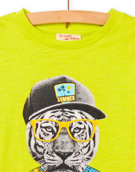 T-shirt jaune à motif tigre fantaisie enfant garçon NOJOTI3 / 22S90271TMC117