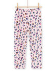 Ensemble pyjama en velours rose imprimé panthère enfant fille MEFAPYJBOX / 21WH1197PYJ309