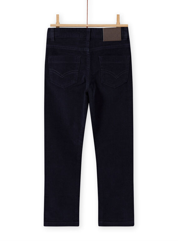 Pantalon uni bleu nuit en velours côtelé enfant garçon MOJOPAVEL4 / 21W90211PAN705
