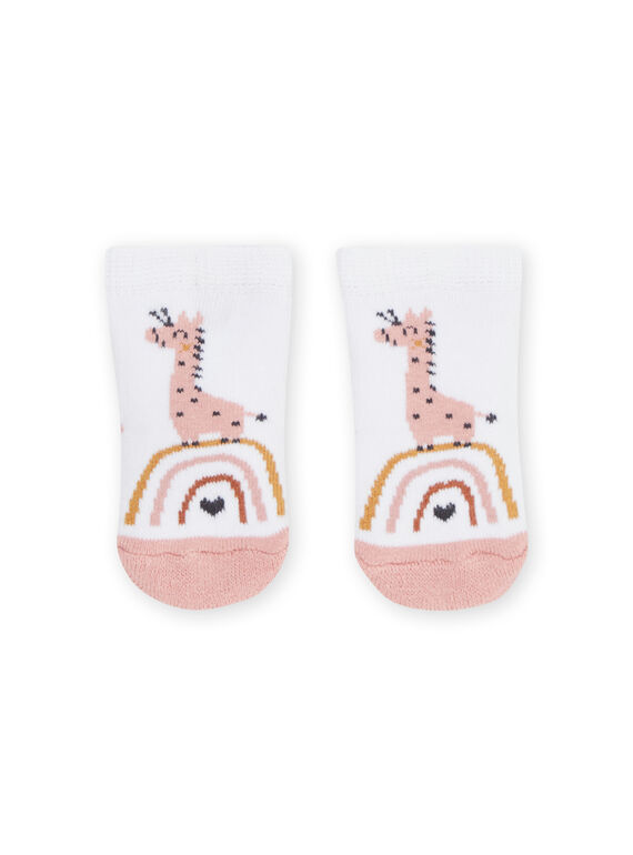 Chaussettes blanc et rose à motifs girafe et arc-en-ciel ROU2CHO2 / 23SF40I1SOQ000