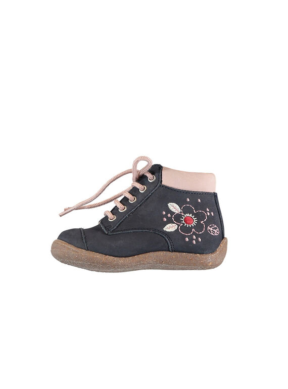 Bottillon cuir nubuck marine bébé fille GBFBOTIHERM / 19WK37I5D0F070