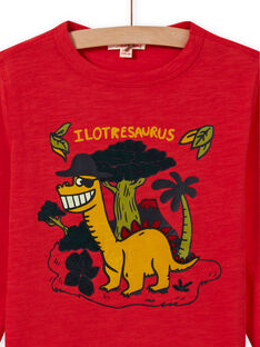 T-shirt manches longues rouge motifs dinosaures enfant garçon MOFUNTEE2 / 21W902M3TMLF505