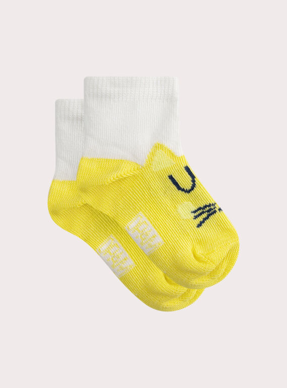 Chaussettes beige motif chat pour bébé garçon WYUJOSOC2 / 25SI10M1SOQA001