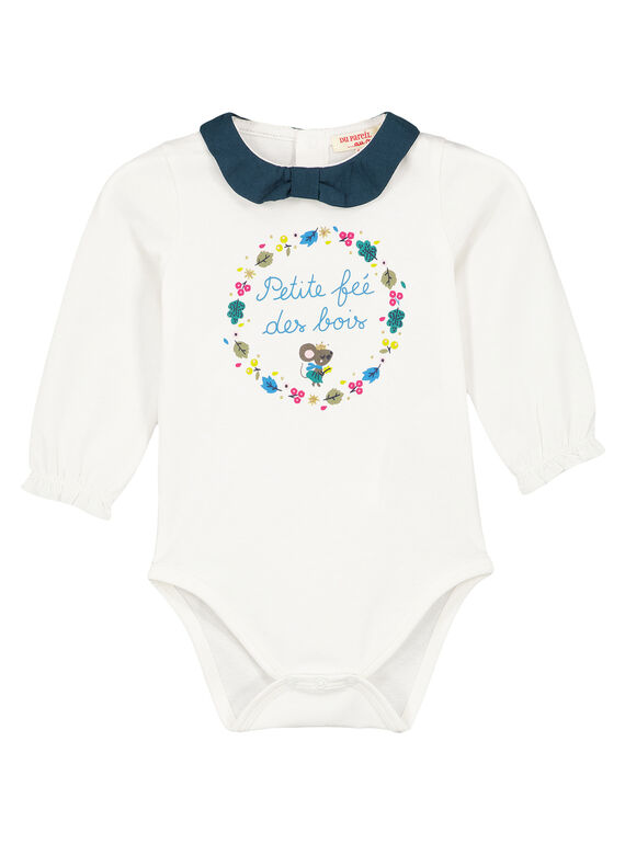 Body à col ecru layette fille GITUBODY / 19WG09Q1BOD001