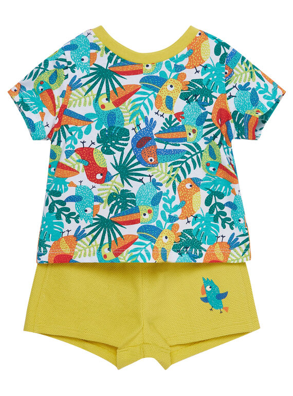 Ensemble T-shirt manches courtes et short imprimé tropical bébé garçon JUMARENS / 20SG10P1ENS000