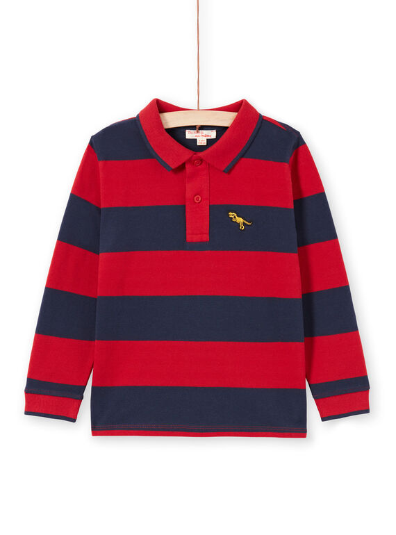 Polo rouge et bleu marine à rayures enfant garçon MOJOPOL6 / 21W90212POL505