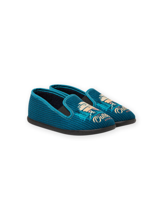 Pantoufles bleu pétrole motif paysage enfant garçon MOPANTOUT / 21XK3621D0B715