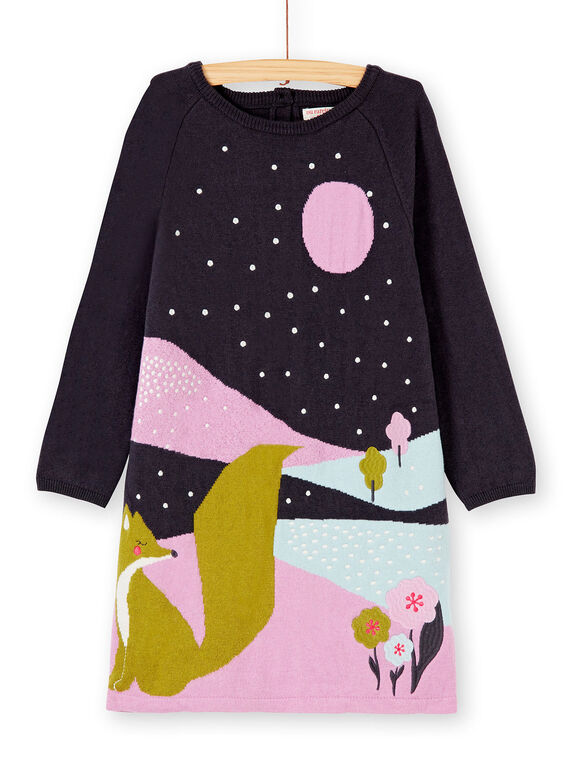 Robe manche longue en jacquard, paysage et renard KABOROB3 / 20W901N3ROBJ916