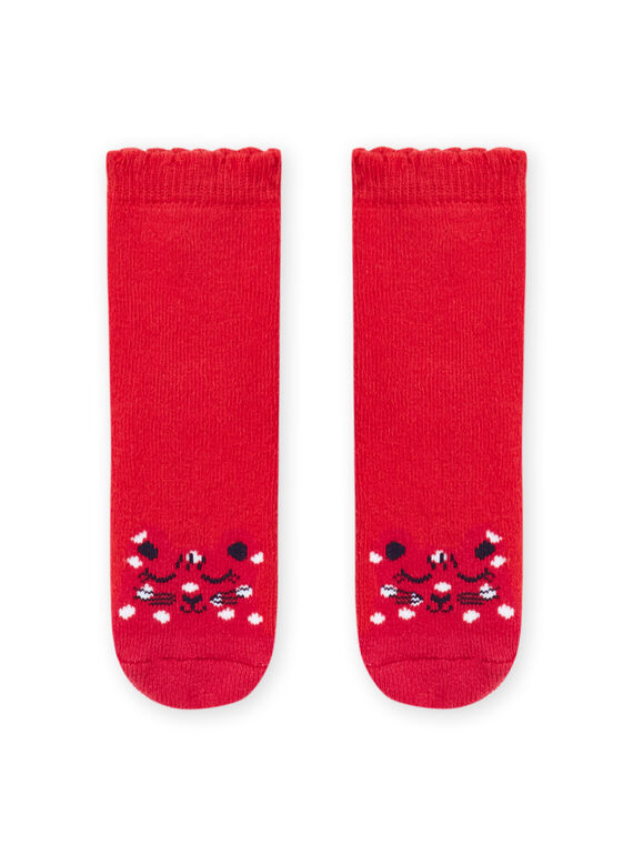 Chaussettes rouges motif léopard bébé fille MYIJOSOQB1 / 21WI0911SOQ511