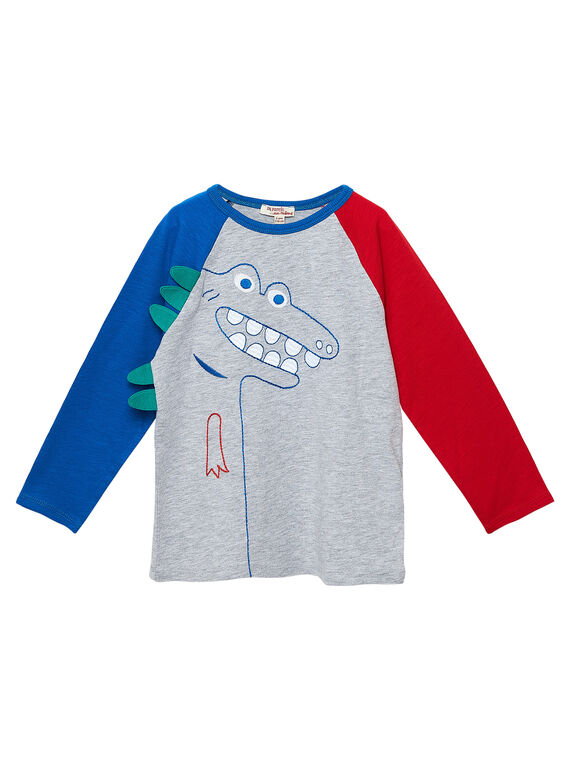 Tee shirt manches longues garçon color block raglan avec dino brodé JOGRATEE2 / 20S902E1TMLJ920
