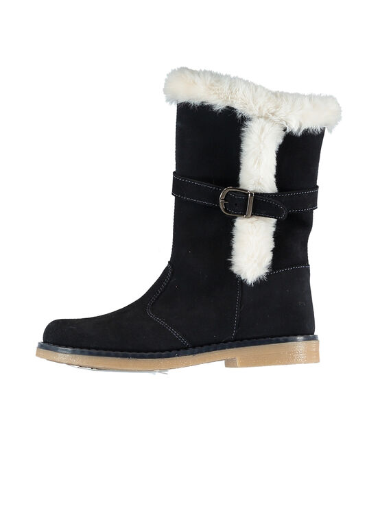 Botte chaude croûte de cuir marine enfant fille GFBOTTERINE / 19WK35Y3D10070