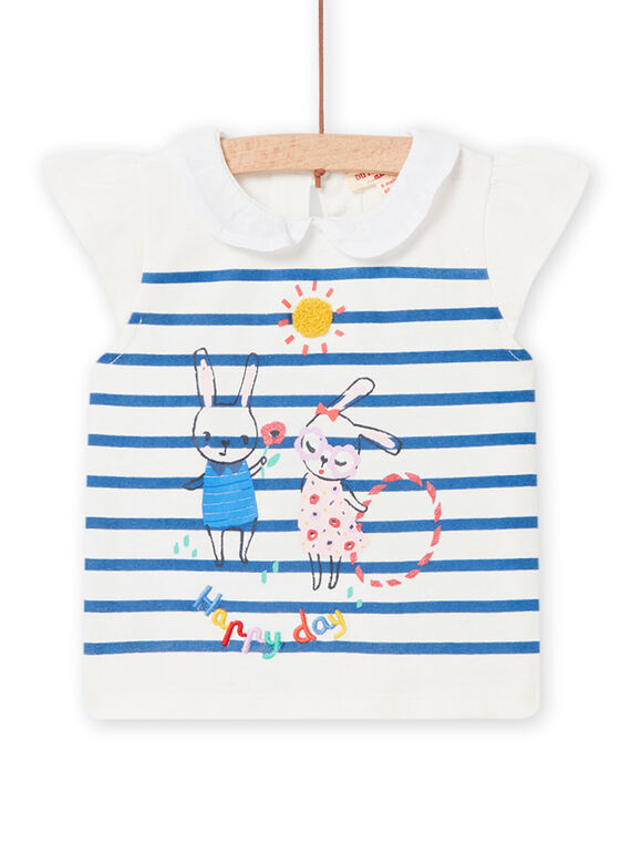 T-shirt marinière à motifs lapins fantaisie bébé fille NILUBRA / 22SG09P1BRA001