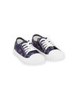 Basket à lacet et zip garçon en toile imprimée bleue ROTOILBLUE / 23KK3673D16070