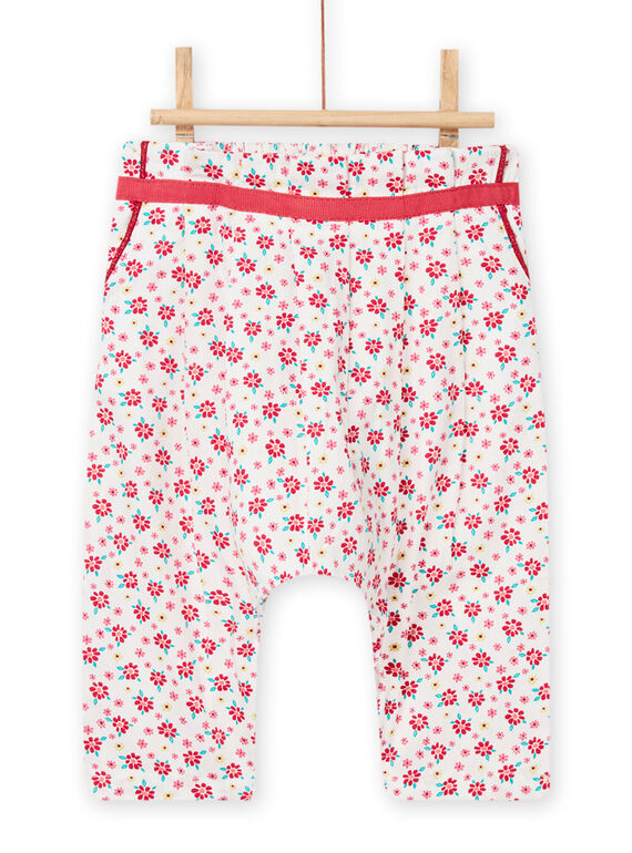 Pantalon écru et rouge bébé fille NIFLAPAN / 22SG09R1PAN001