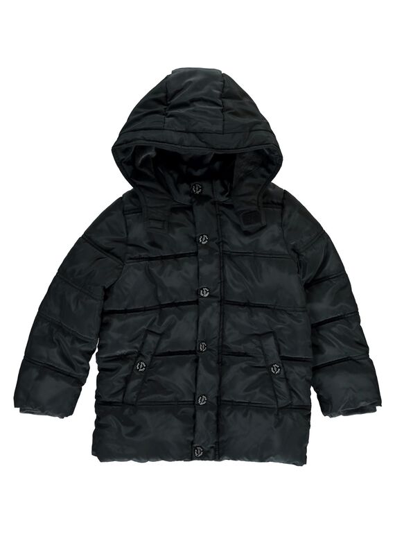 Doudoune noire à capuche garçon DOCHODOU2 / 18W902E2BLO090
