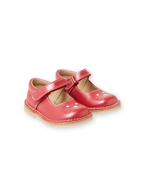 Salomés rouges en cuir à motif lapin bébé fille LBFBABLAPIN / 21KK3731D13050
