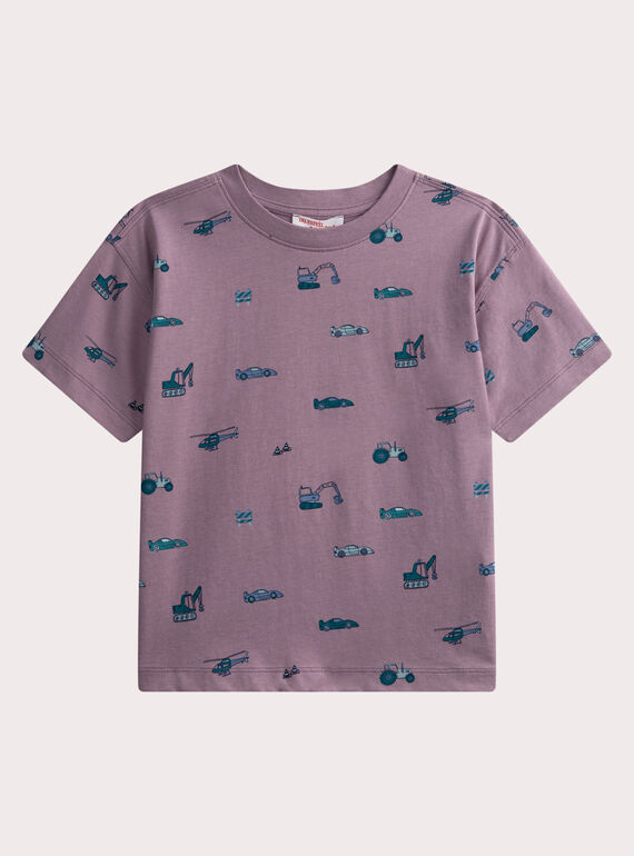 T-shirt à manches courtes violine imprimé voitures WOJOTIAOP5 / 25S902M3TMC712