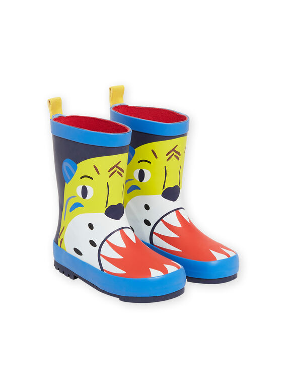 Bottes de pluie bleu marine à motif tigre enfant garçon NOPLUITIGER / 22KK3662D0C070