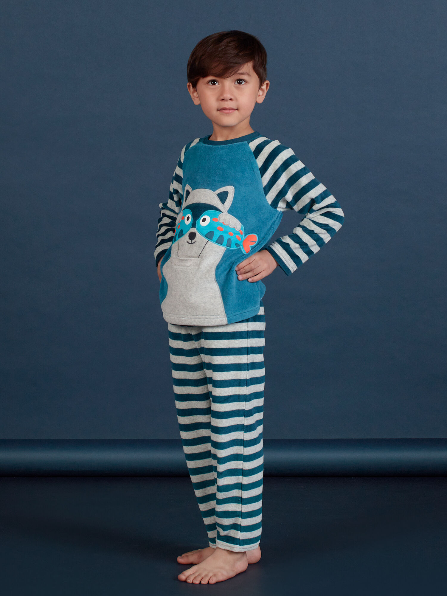 Ensemble pyjama gris motif raton laveur enfant gar on