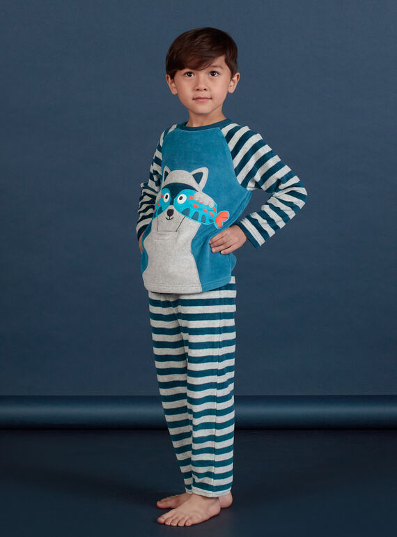 Ensemble pyjama gris motif raton-laveur enfant garçon MEGOPYJRAC / 21WH1286PYJC235