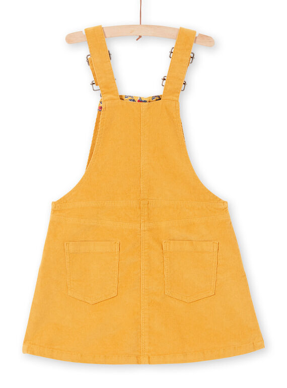 Robe salopette jaune moutarde en velours enfant fille MAMIXROB4 / 21W901J4ROBB106