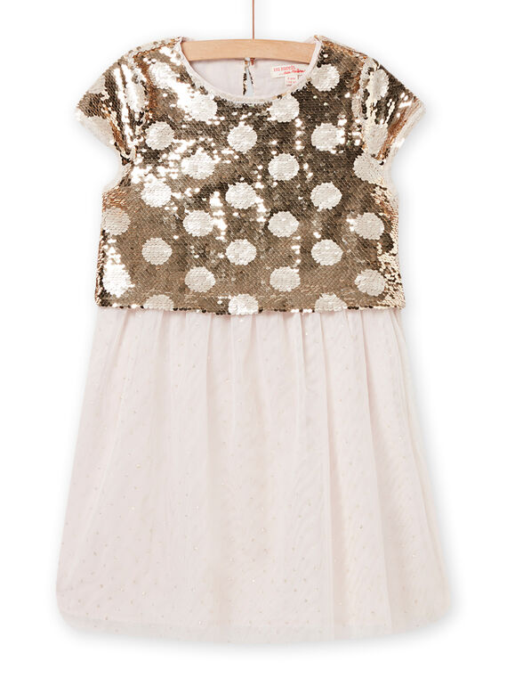 Robe or clair à sequins réversibles enfant fille NASOROB3 / 22S901Q4ROBK008