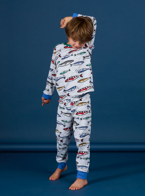 Ensemble pyjama à imprimé sardines  phosphorescent PEGOPYJSAR / 22WH1223PYJJ922