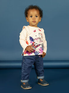 T-shirt manches longues rose pâle à motifs tigres bébé fille MIPATEE1 / 21WG09H4TMLD319