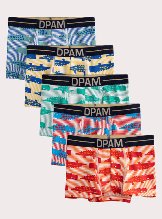 Boxer lot de 5 imprimé crocodile pour enfant garçon WEGOBOXSEM3 / 25SH12C1BOX001