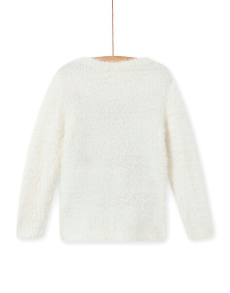 Pull écru en fausse fourrure motif chien enfant fille MAMIXPULL / 21W901J1PUL001