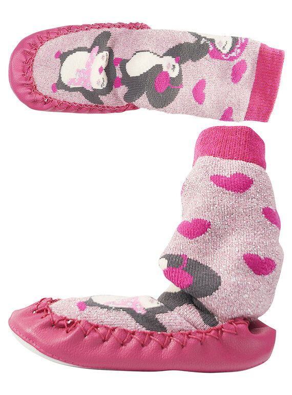 Chaussons chaussette lurex rose bébé fille GBFCCPING / 19WK37Z1D08030