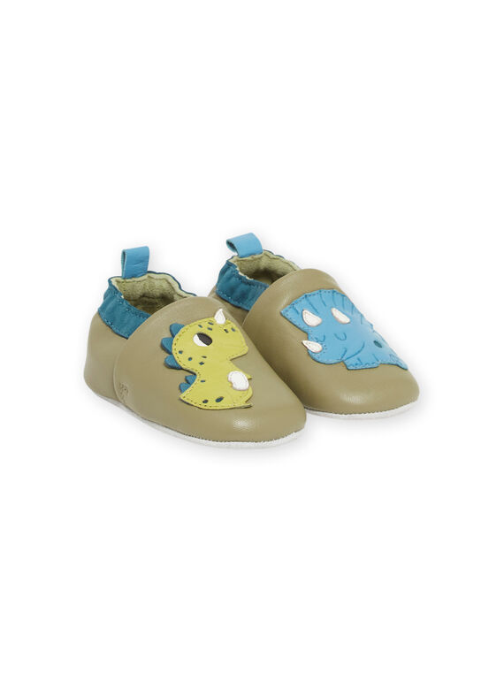 Chaussons kaki à motifs dinosaures bébé garcon NUCHOSDINOS / 22KK3824D3S604