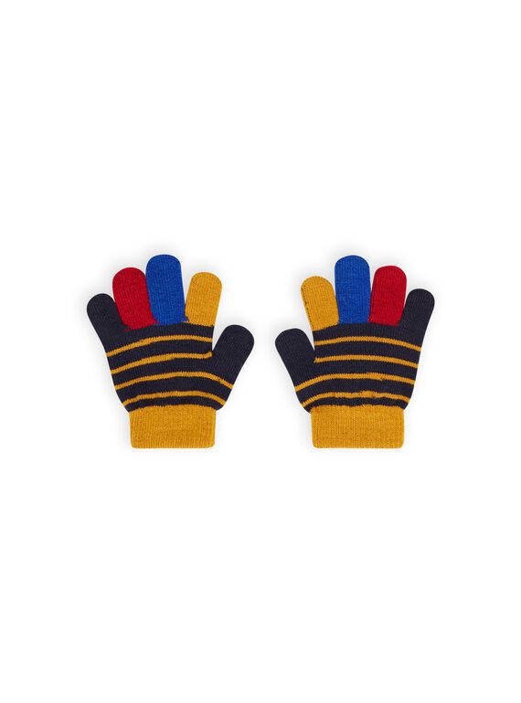 Gants multicolores en maille à rayures enfant garçon MYOGROGAN1 / 21WI0252GAN705
