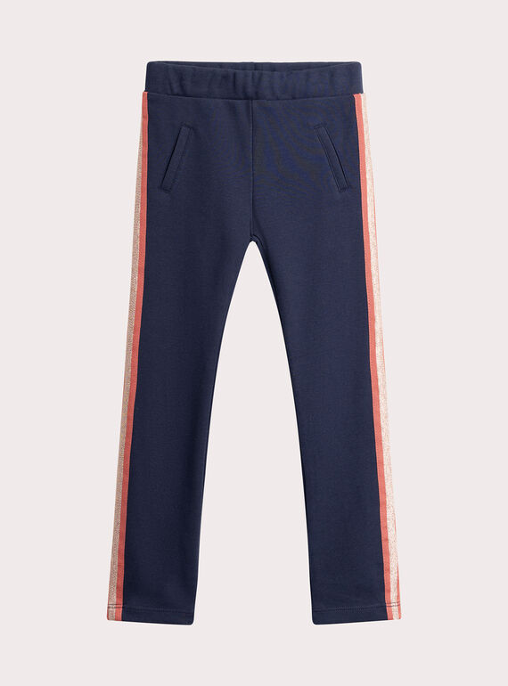 Legging bleu marine avec bandes en lurex pour fille VAJOMIL1 / 24W901H4PAN070