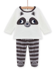 Ensemble pyjama en soft boa motif raton-laveur bébé garçon MEGAPYJEUR / 21WH1491PYJ001