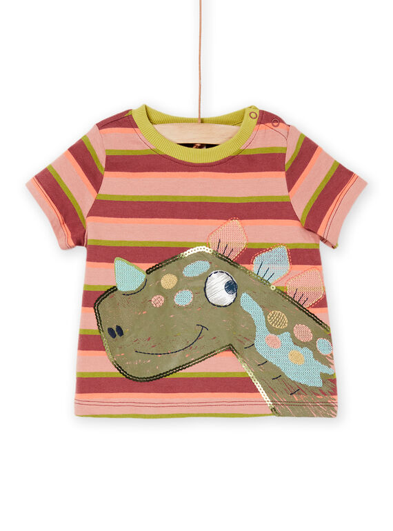 T-shirt rose et vert à imprimé à rayures RUMAGTI2 / 23SG10T2TMCF511