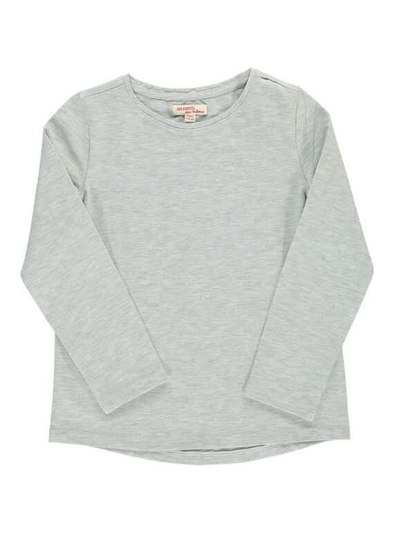 Tee-shirt manches longues gris chiné fille DAJOUTEE4 / 18W9013FD32943