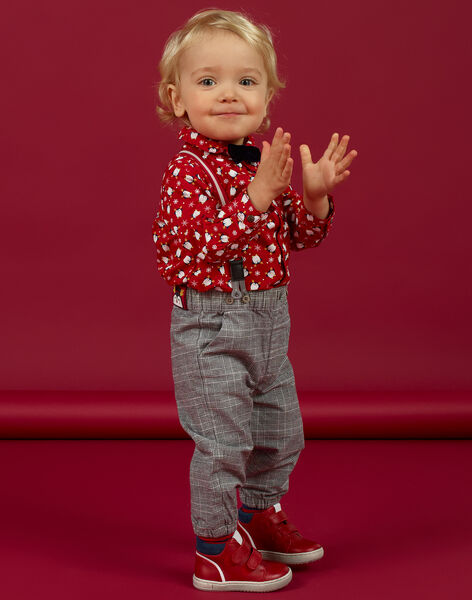 Pantalon Noir A Carreaux Et Bretelles Rayees Bebe Garcon Pantalon Jean Bebe Dpam