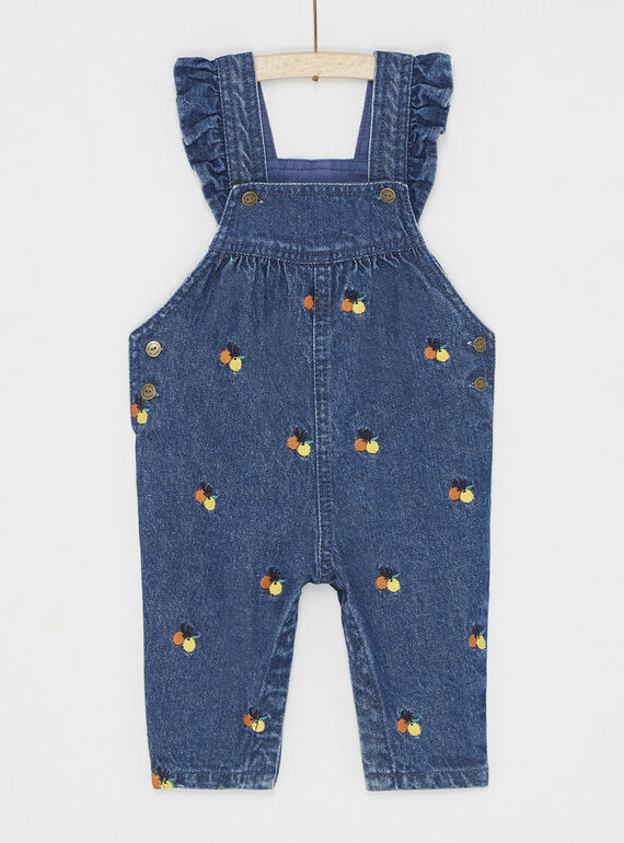 Salopette brodée en denim moyen pour bébé fille SILINSAL / 23WG09H1SALP274